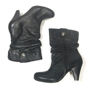 Arturo Chiang Black Leather Slouch Booties / 9.5
